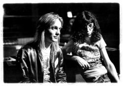 Joey Ramone and Robin Zander before the Ramones' June 30, 1977 show in Rockford.  Photo by "FNN"